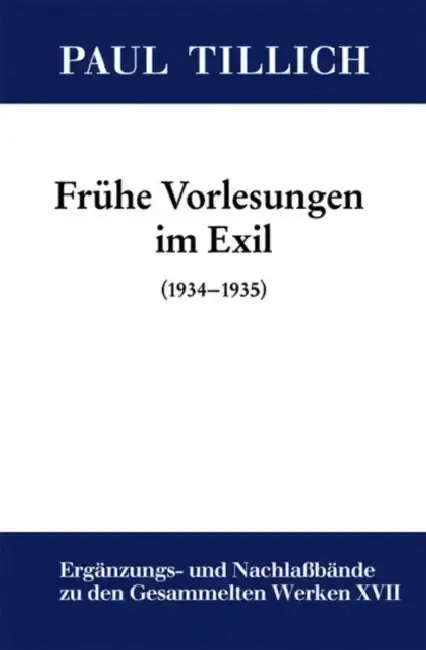 Cover of Frühe Vorlesungen im Exil