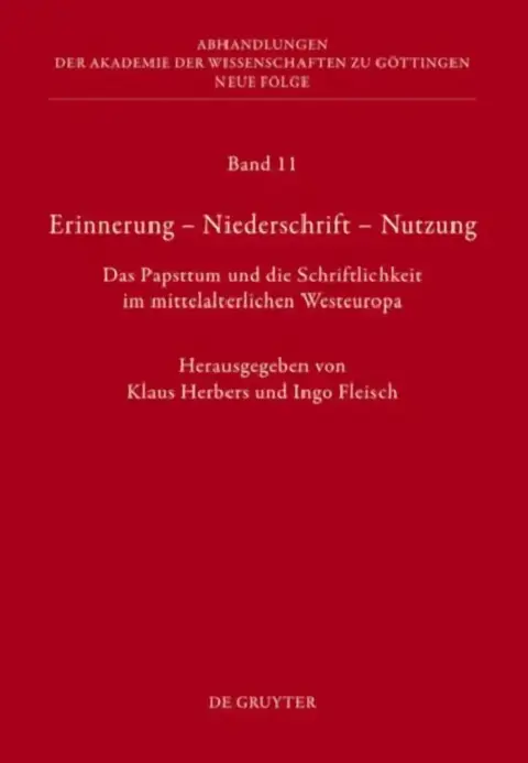 Cover of Erinnerung - Niederschrift - Nutzung