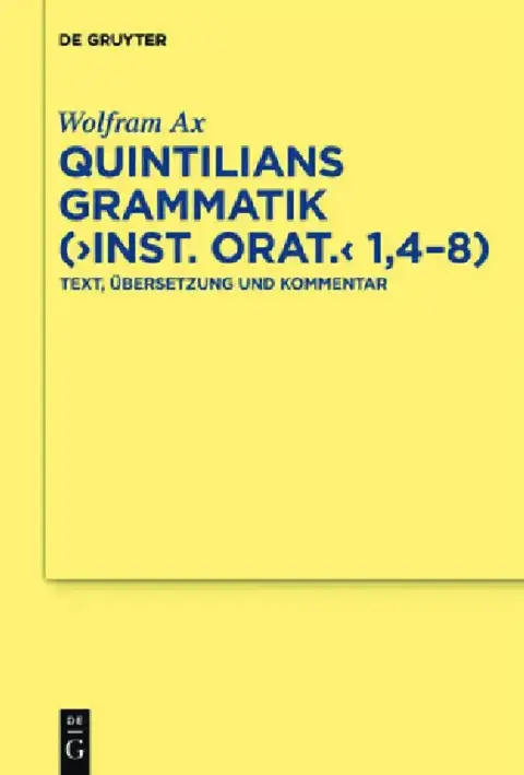 Cover of Quintilians Grammatik ("Inst. orat." 1,4-8)