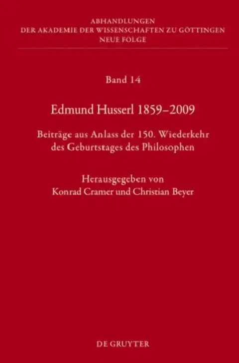 Cover of Edmund Husserl 1859-2009