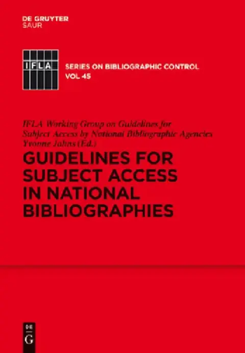 Cover of Guidelines for Subject Access in National Bibliographies