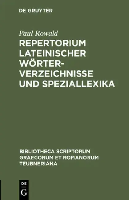 Cover of Repertorium Lateinischer Wörterverzeichnisse Und Speziallexika