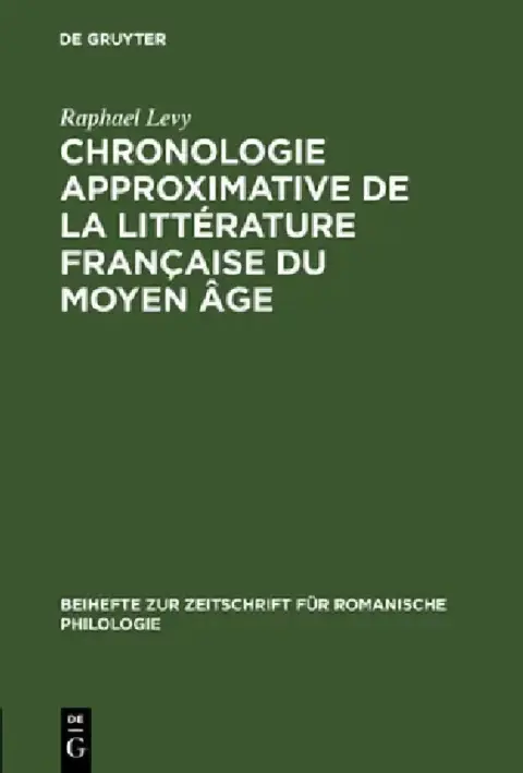 Cover of Chronologie Approximative de la Littérature Française Du Moyen Âge
