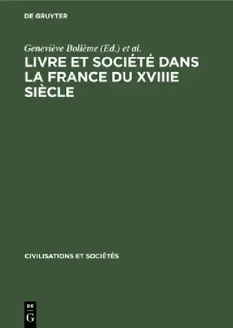 Cover of Livre et société dans la France du XVIIIe siècle