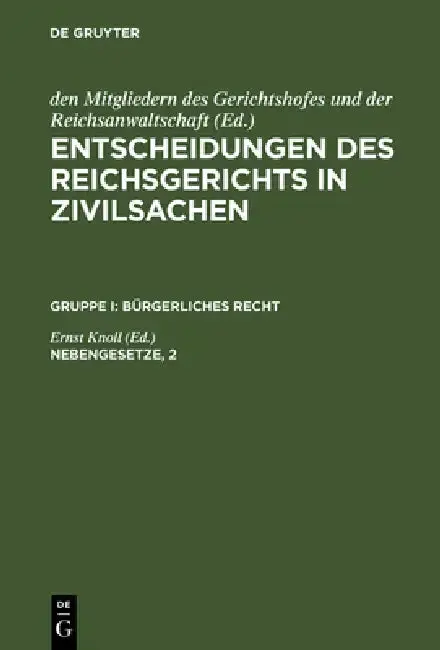 Cover of Entscheidungen des Reichsgerichts in Zivilsachen, Nebengesetze, 2