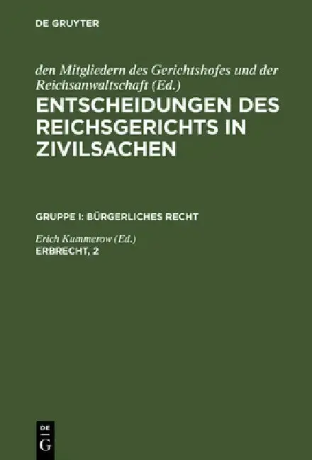 Cover of Entscheidungen des Reichsgerichts in Zivilsachen, Erbrecht, 2