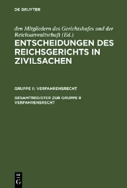 Cover of Gesamtregister Zur Gruppe II Verfahrensrecht