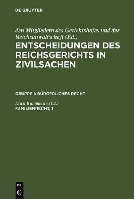 Cover of Entscheidungen des Reichsgerichts in Zivilsachen, Familienrecht, 1