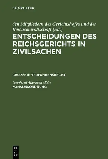 Cover of Entscheidungen des Reichsgerichts in Zivilsachen, Konkursordnung