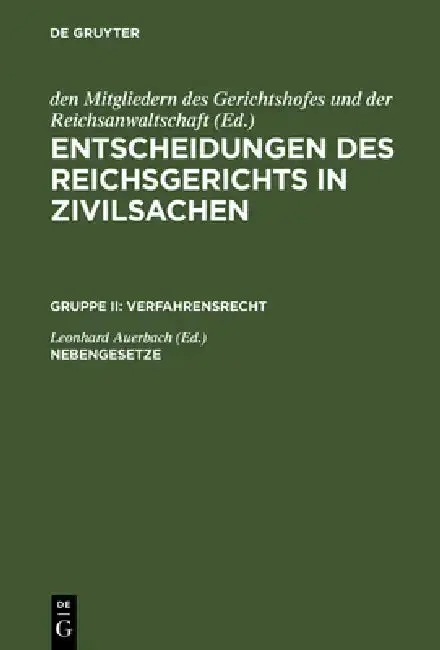 Cover of Entscheidungen des Reichsgerichts in Zivilsachen, Nebengesetze
