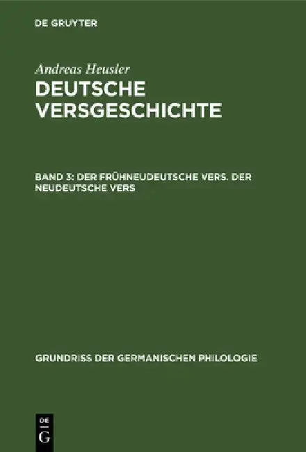 Cover of Der Frühneudeutsche Vers. Der Neudeutsche Vers