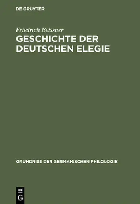 Cover of Geschichte der deutschen Elegie
