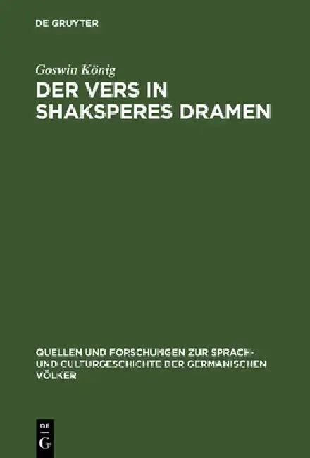 Cover of Der Vers in Shaksperes Dramen
