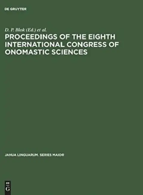 Cover of Proceedings of the Eighth International Congress of Onomastic Sciences