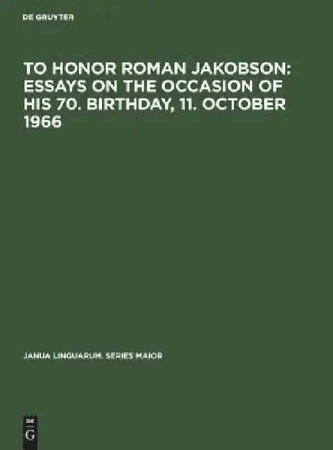 Cover of To Honor Roman Jakobson