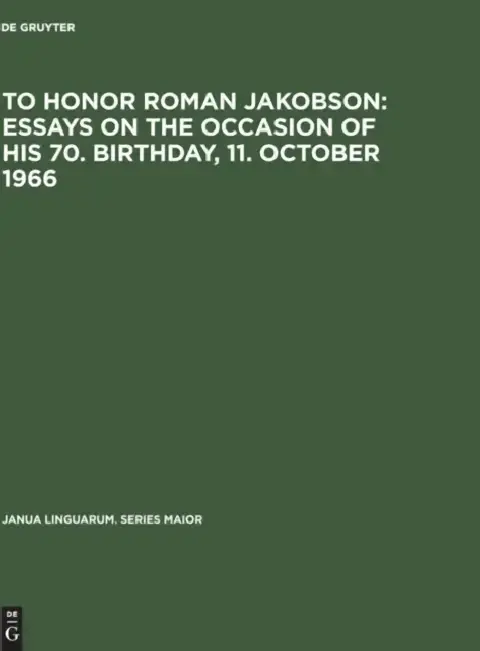 Cover of To Honor Roman Jakobson