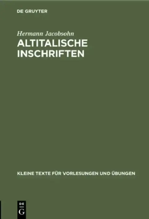 Cover of Altitalische Inschriften