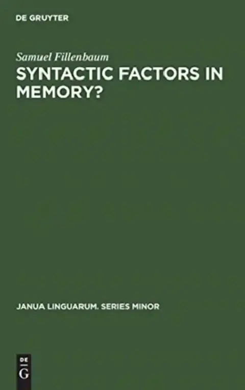 Cover of Syntactic Factors in Memory?