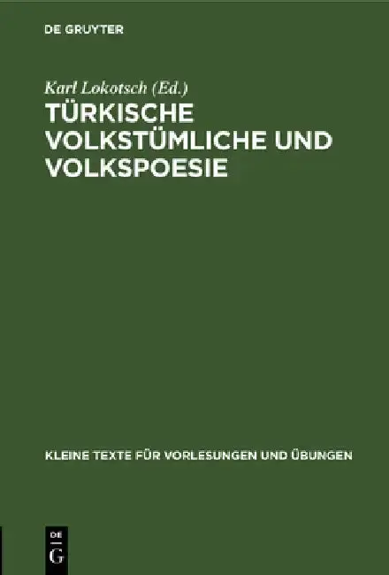 Cover of Türkische Volkstümliche Und Volkspoesie