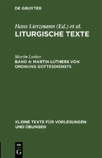 Cover of Martin Luthers Von Ordnung Gottesdiensts