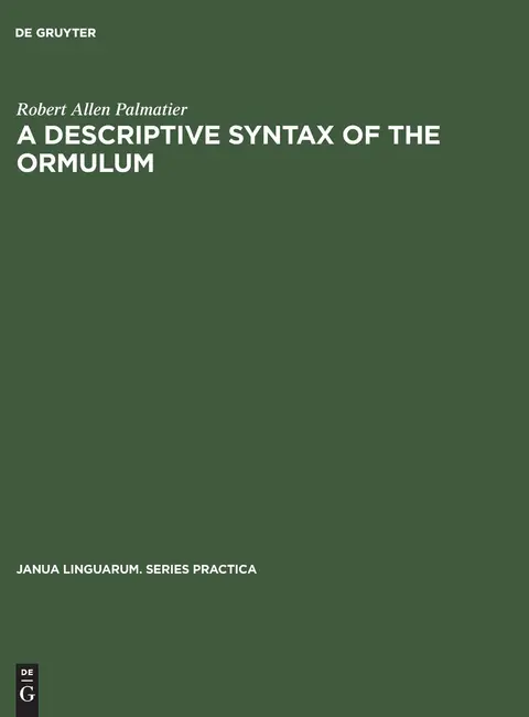 Cover of A Descriptive Syntax of the Ormulum