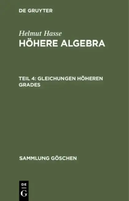 Cover of Gleichungen höheren Grades