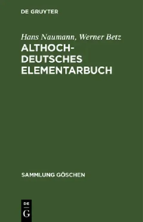 Cover of Althochdeutsches Elementarbuch