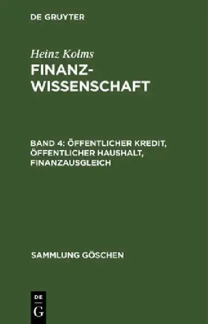 Cover of Öffentlicher Kredit, öffentlicher Haushalt, Finanzausgleich