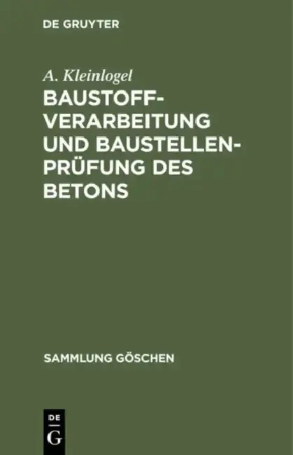 Cover of Baustoffverarbeitung Und Baustellenprüfung Des Betons
