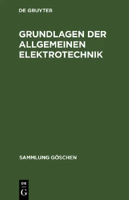 Cover of Grundlagen der allgemeinen Elektrotechnik