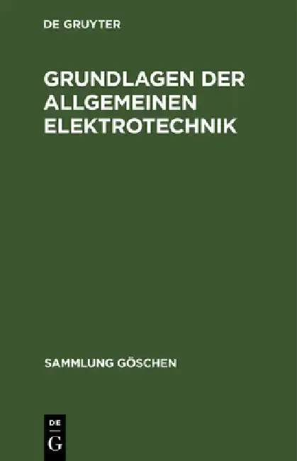 Cover of Grundlagen der allgemeinen Elektrotechnik