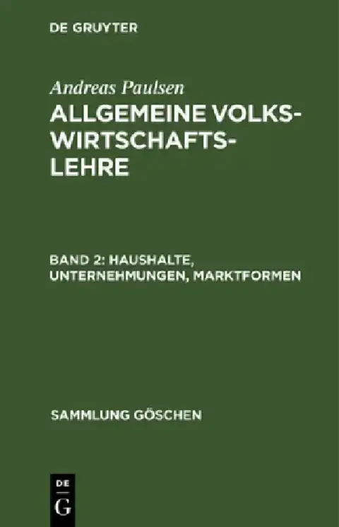 Cover of Haushalte, Unternehmungen, Marktformen