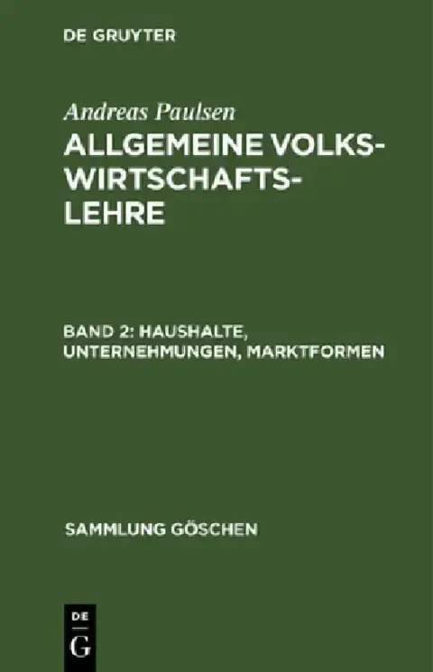 Cover of Haushalte, Unternehmungen, Marktformen