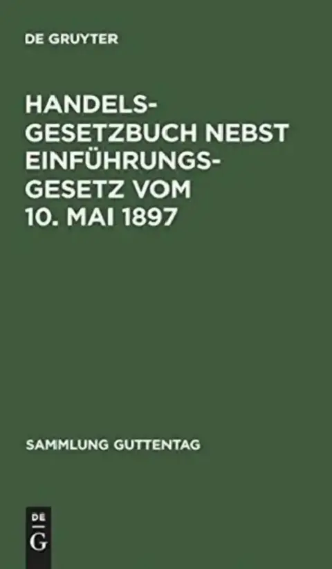 Cover of Handelsgesetzbuch Nebst Einfuhrungsgesetz Vom 10. Mai 1897