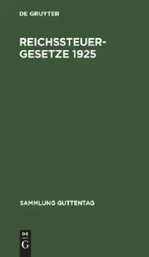 Cover of Reichssteuergesetze 1925