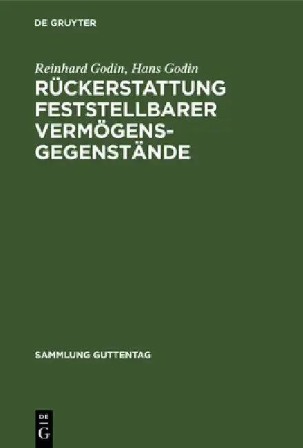 Cover of Rückerstattung feststellbarer Vermögensgegenstände