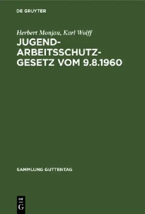 Cover of Jugendarbeitsschutzgesetz vom 9.8.1960