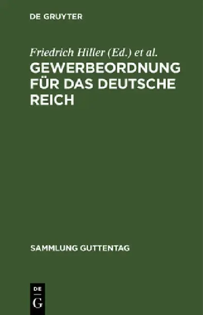 Cover of Gewerbeordnung Für Das Deutsche Reich
