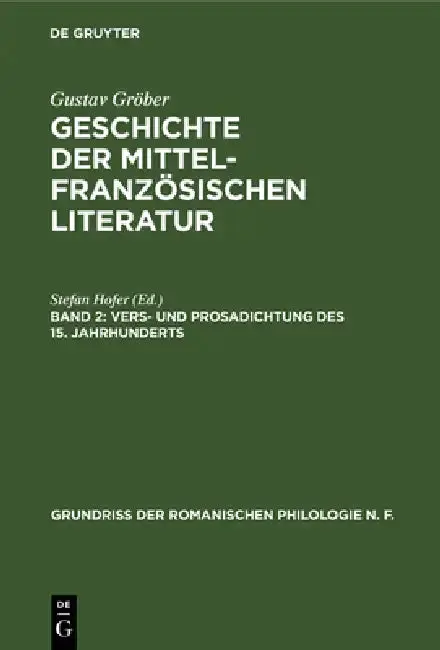 Cover of Vers- Und Prosadichtung Des 15. Jahrhunderts