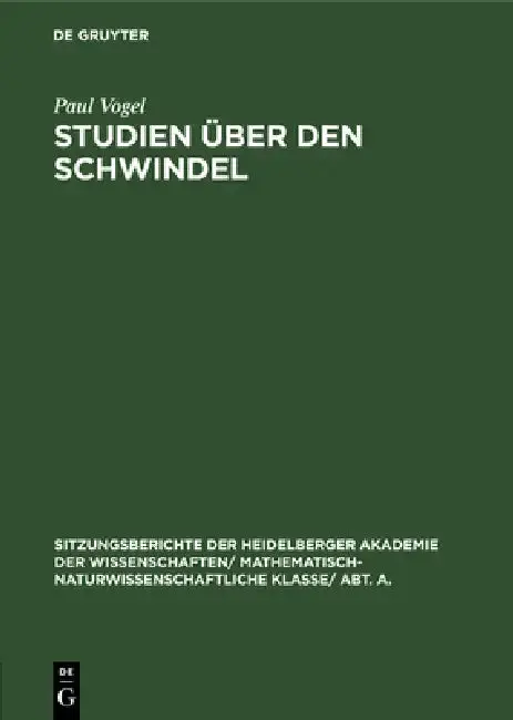 Cover of Studien Über Den Schwindel