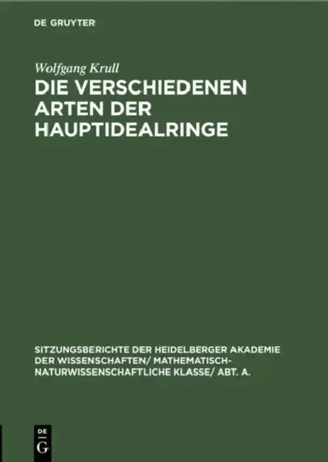 Cover of Die Verschiedenen Arten Der Hauptidealringe