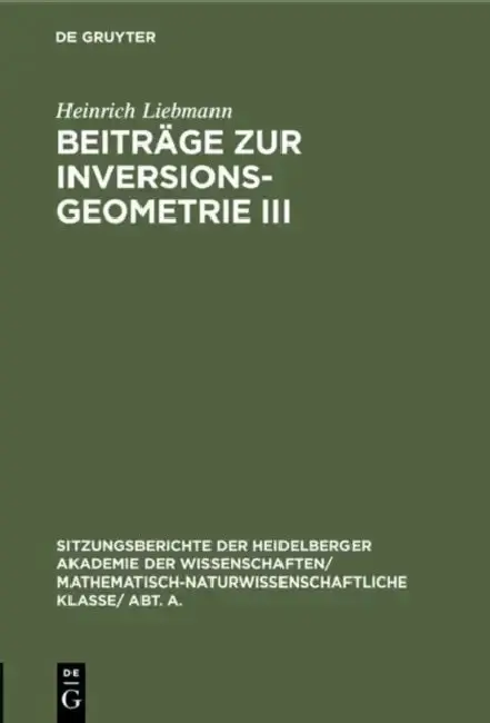 Cover of Beiträge Zur Inversionsgeometrie III