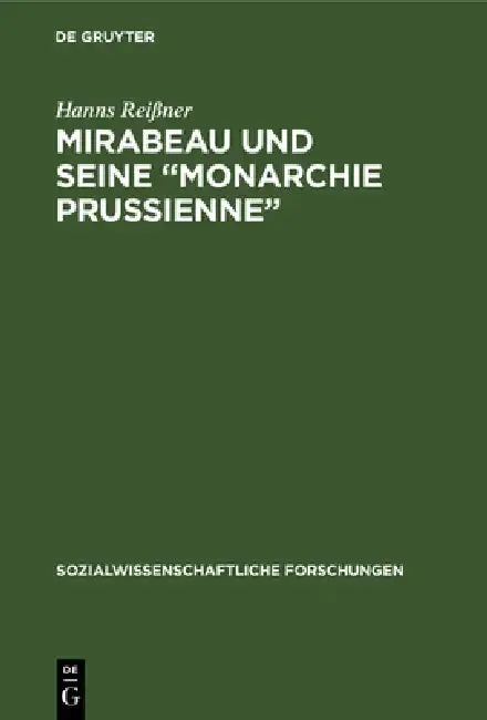 Cover of Mirabeau und seine "Monarchie Prussienne"