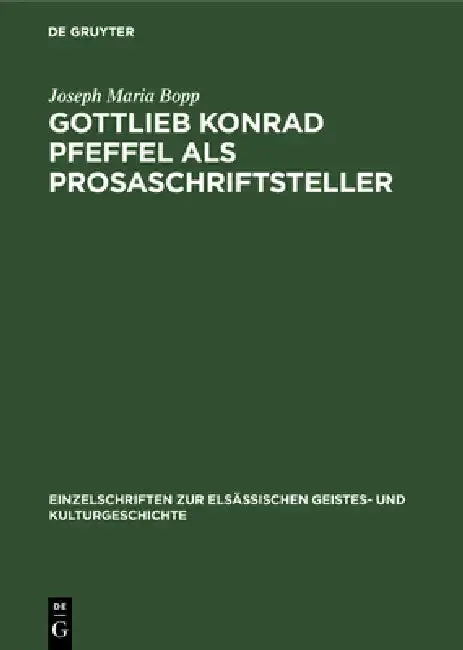 Cover of Gottlieb Konrad Pfeffel ALS Prosaschriftsteller