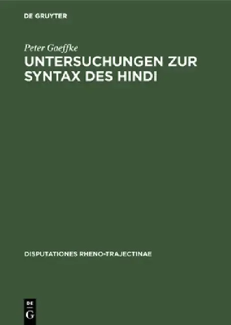Cover of Untersuchungen Zur Syntax Des Hindi