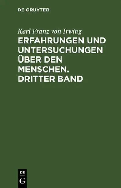 Cover of Erfahrungen und Untersuchungen über den Menschen. Dritter Band