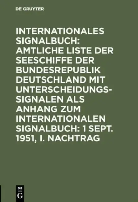 Cover of 1 Sept. 1951, I. Nachtrag
