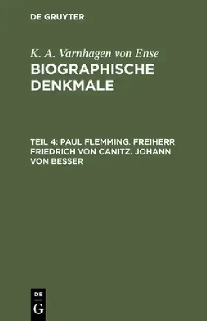 Cover of Paul Flemming. Freiherr Friedrich von Canitz. Johann von Besser