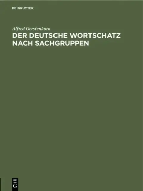 Cover of Der Deutsche Wortschatz Nach Sachgruppen