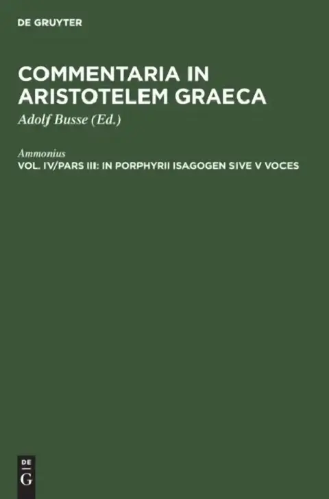 Cover of In Porphyrii Isagogen Sive V Voces